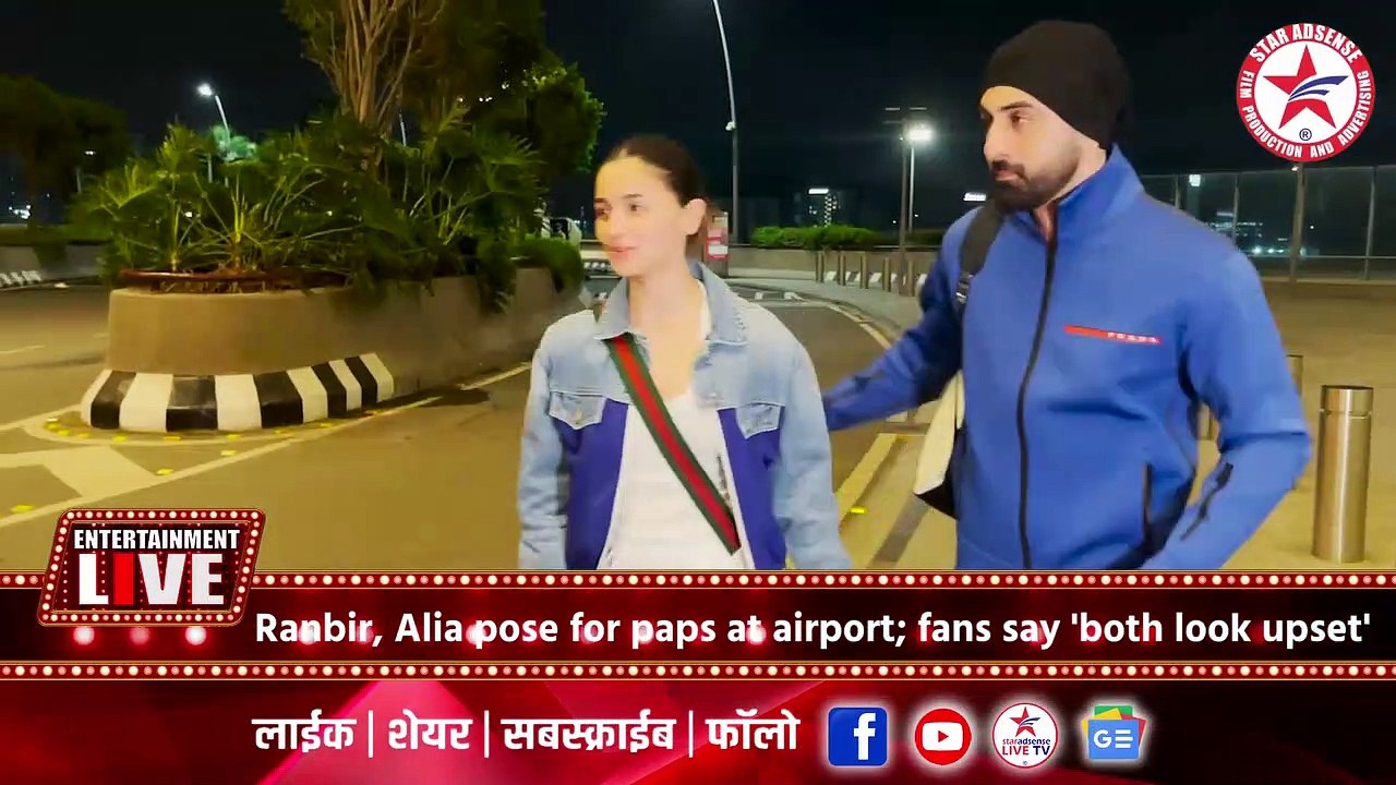 Ranbir, Alia pose for paps at airport; fans say 'both look upset'