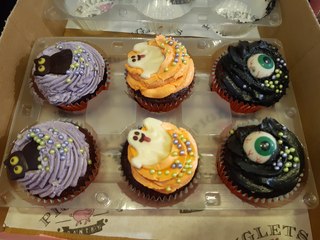 Trying Halloween treats from Piglet's Pantry in Worthing