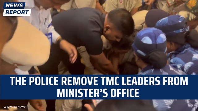 The police remove TMC leaders from minister’s office, Mamata Banerjee says dark day for democracy.