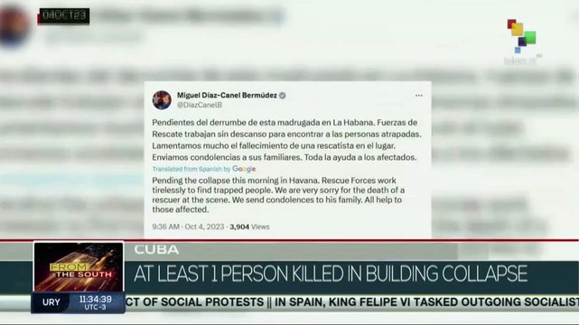 Cuban President offers condolences on building collapse