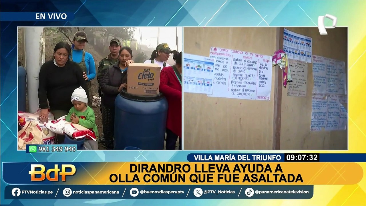 VMT: Dirandro dona víveres a olla común que fue asaltada