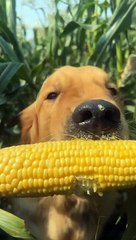 Golden Retriever Loves Corn
