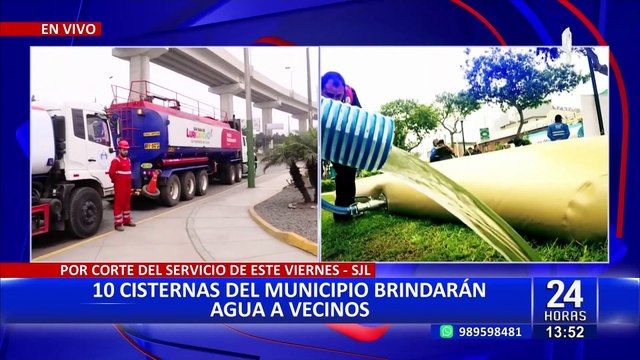 SJL: Diez cisternas brindarán agua a vecinos durante corte del servicio anunciado por Sedapal