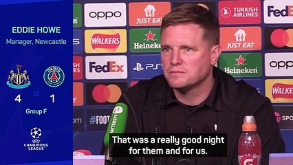 'A special night’ – Eddie Howe blown away by Newcastle’s emphatic drubbing of PSG
