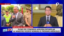 Vicente Romero: Congreso aprueba interpelar a ministro del Interior por inseguridad ciudadana