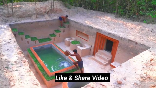 Amazing Building Skills Build The Most Beautiful Underground Swimming Pool and Underground House