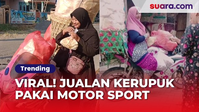 Viral Emak-emak Jualan Kerupuk Keliling Pakai Motor Sport Hello Kitty, Ternyata Seleb Tiktok