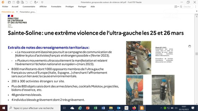 Gérald Darmanin: On a compté jusqu'à 300 activistes étrangers sur le site de Sainte-Soline
