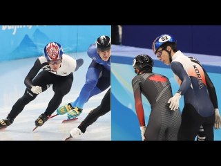“미안해서…” 황대헌이 쇼트트랙 500m 준결승서 뒤부아와 충돌한 뒤 곧바로 실수를 인정하고 미안한 마음부터 전했다