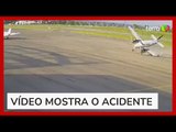 Avião derrapa na pista e explode em aeroporto em Cuiabá; duas pessoas morreram
