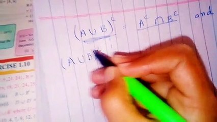 Exercise 1. 10 Class 7 Mathematics / De Morgan's Laws / Union / Intersection  & Subtraction Of Sets