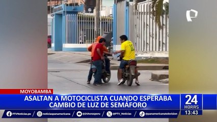 Moyobamba: Delincuentes aprovechan luz roja del semáforo y asaltan a motociclista