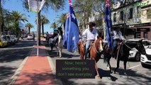 Horses and carriage trot through town's main street