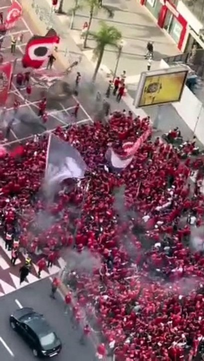 Ultras Winners (Wydad Casablanca) before the Moroccan championship match against Zemamra 04.10.2023.