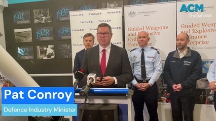 Defence Industry Minister Pat Conroy speaks at Mulwala press conference