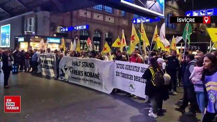 İsviçre'de PKK destekçilerinden hava harekatlarına protesto