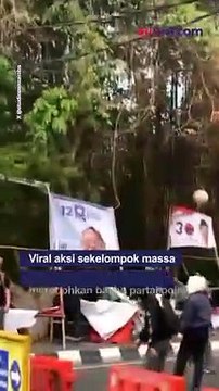 Viral! Sekelompok Massa di Bogor Lakukan Aksi Copot Baliho Partai