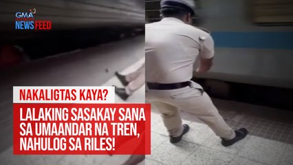 Descargar video: Lalaking sasakay sana sa umaandar na tren, nahulog sa riles! | GMA Integrated Newsfeed