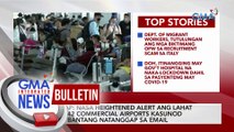 CAAP: Nasa heightened alert ang lahat ng 42 commercial airports kasunod ng bantang natanggap sa email | GMA Integrated News Bulletin