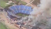 Ryder Cup venue engulfed by raging fire as smoke fills air in drone footage