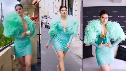 Paris Fashion Week 2023: Urvashi Rautela Sky Blue Mini Dress Look,Betrement Paris Clutche...