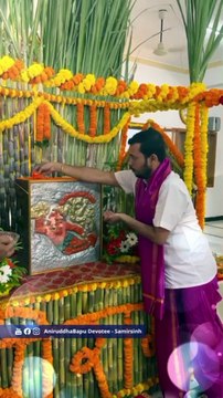 Poojan of Hanuman idol carved by Sadguru Aniruddha Bapu at Atulit Baldhama । Hanuman Purnnima Utsav