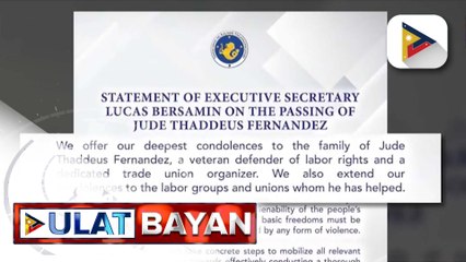 Palasyo, nakiramay sa pamilya ng napatay na union leader