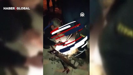 Kırıkkale'de su tahliye borusunda mahsur kalan kedi yavrusu kurtarıldı