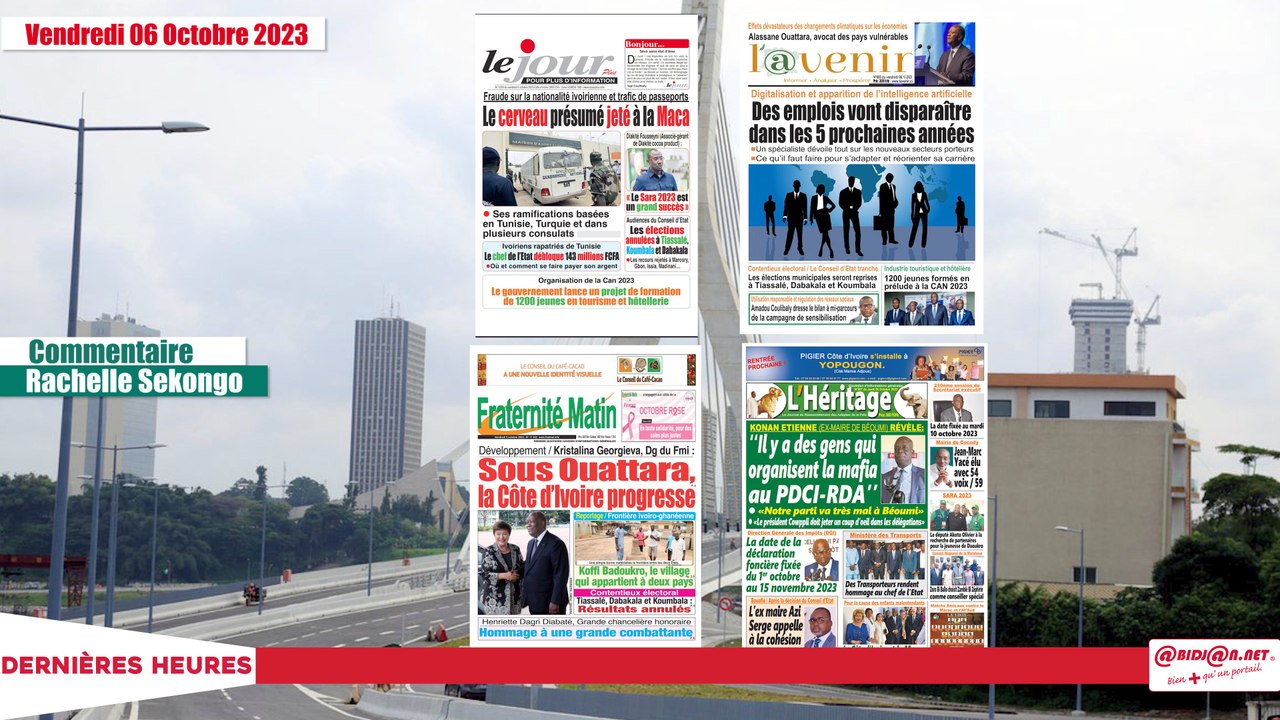 Titrologue du 6 octobre 2023 Côte d'Ivoire- le Conseil d'État annule les élections municipales à Tiassalé, Koumbala et Dabakala (Officiel)