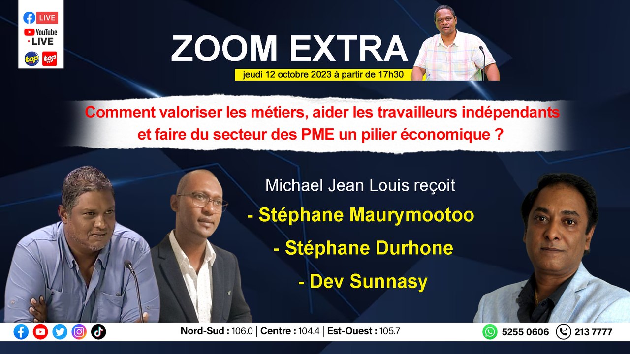 Zoom Extra : ?Michael Jean Louis reçoit Stéphane Maurymootoo et Stéphane Durhone,Dev Sunnasy.