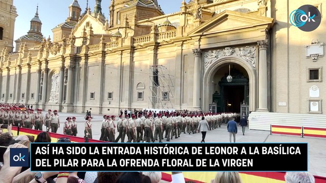 Así ha sido la entrada histórica de Leonor a la basílica del Pilar para la ofrenda floral de la Virgen