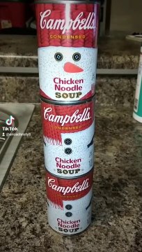 Campbells chicken noodle Snowman cans of soup