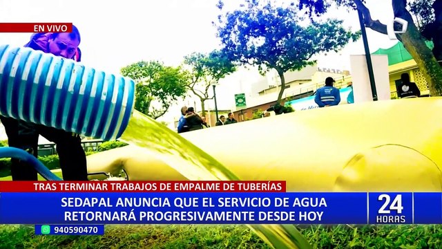 Sedapal anuncia que culminó empalme de tuberías y servicio de agua se restablecerá en las próximas horas