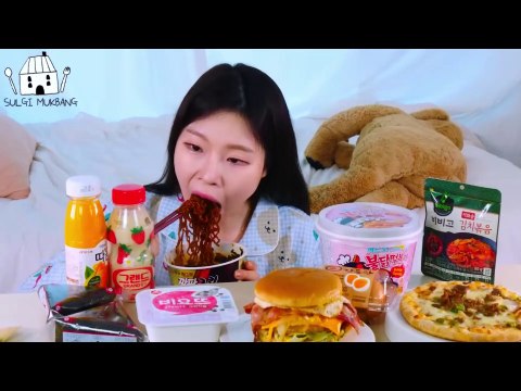 ASMR MUKBANG| Convenience store(JJAPAGURI, Fire spicy Tteokbokki, Hamburger, Triangular Kimbap).