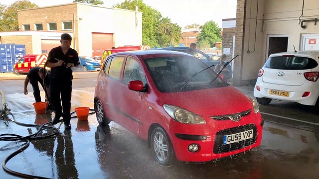 Charity car wash at Bexhill Fire Station in East Sussex on October 7 2023