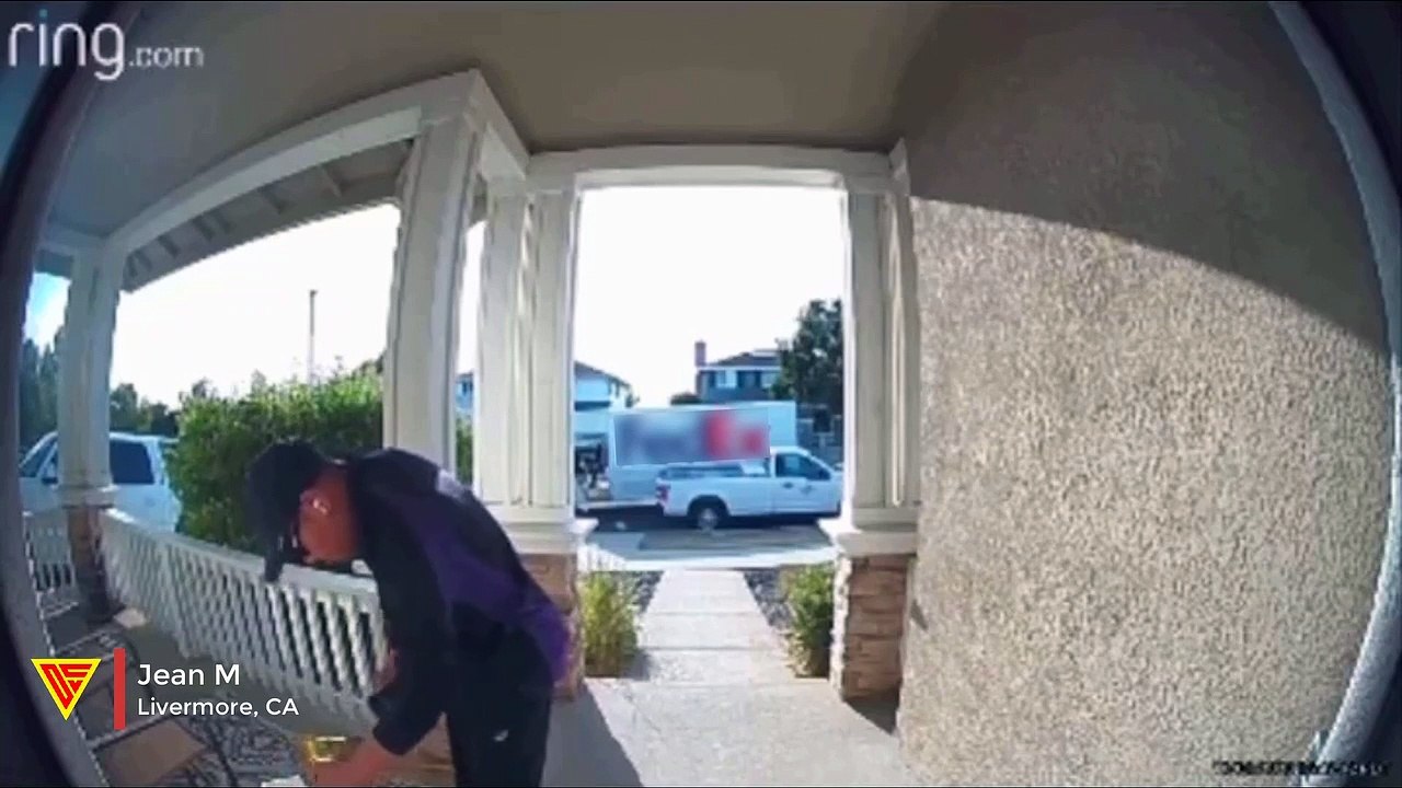 Package Delivery Driver Steals Whole Bowl of Snack Caught on Ring