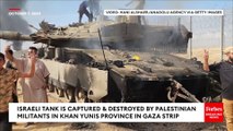 Israeli Tank Is Captured And Destroyed By Palestinian Militants In Khan Yunis Province In Gaza Strip
