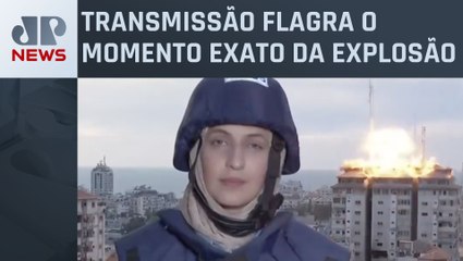 Jornalista se desespera ao ser surpreendida ao vivo por uma bomba