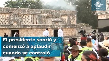 Cortocircuito interrumpe evento de AMLO en la zona arqueológica de Uxmal