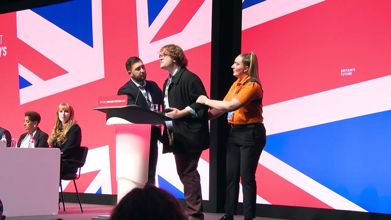 Protester storms Labour conference