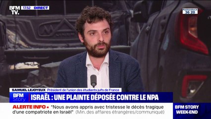 Samuel Lejoyeux annonce que l'UEJF, qu'il préside, va déposer plainte contre le parti de Philippe Poutou
