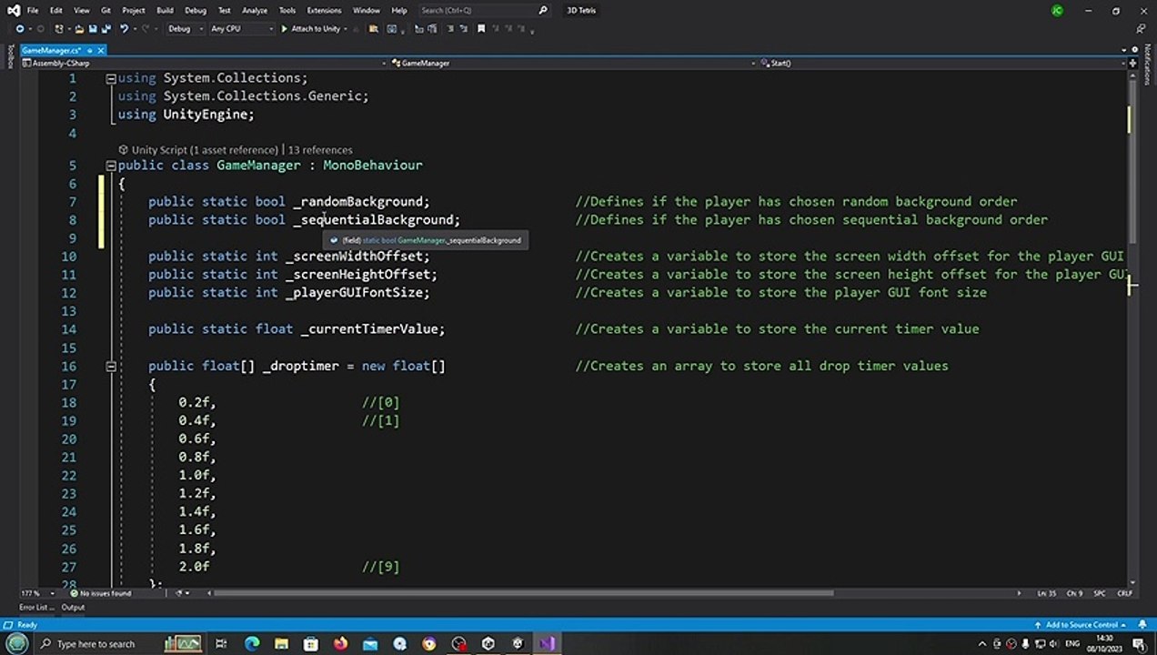 Unity 3D Tetris Clone #15 Background