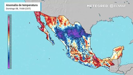 Modelo ECMWF - Anomalía de temperatura en grados Celsius