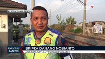 Viral! Lewati Perlintasan Rel KA di Klaten, Ban Truk Kontainer Pecah
