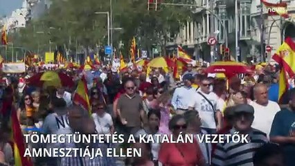 Tömegtüntetés Barcelonában a szeparatista vezetők amnesztiája ellen