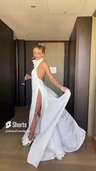 Em Davies Wows in Glamorous White Dress at Engagement Party