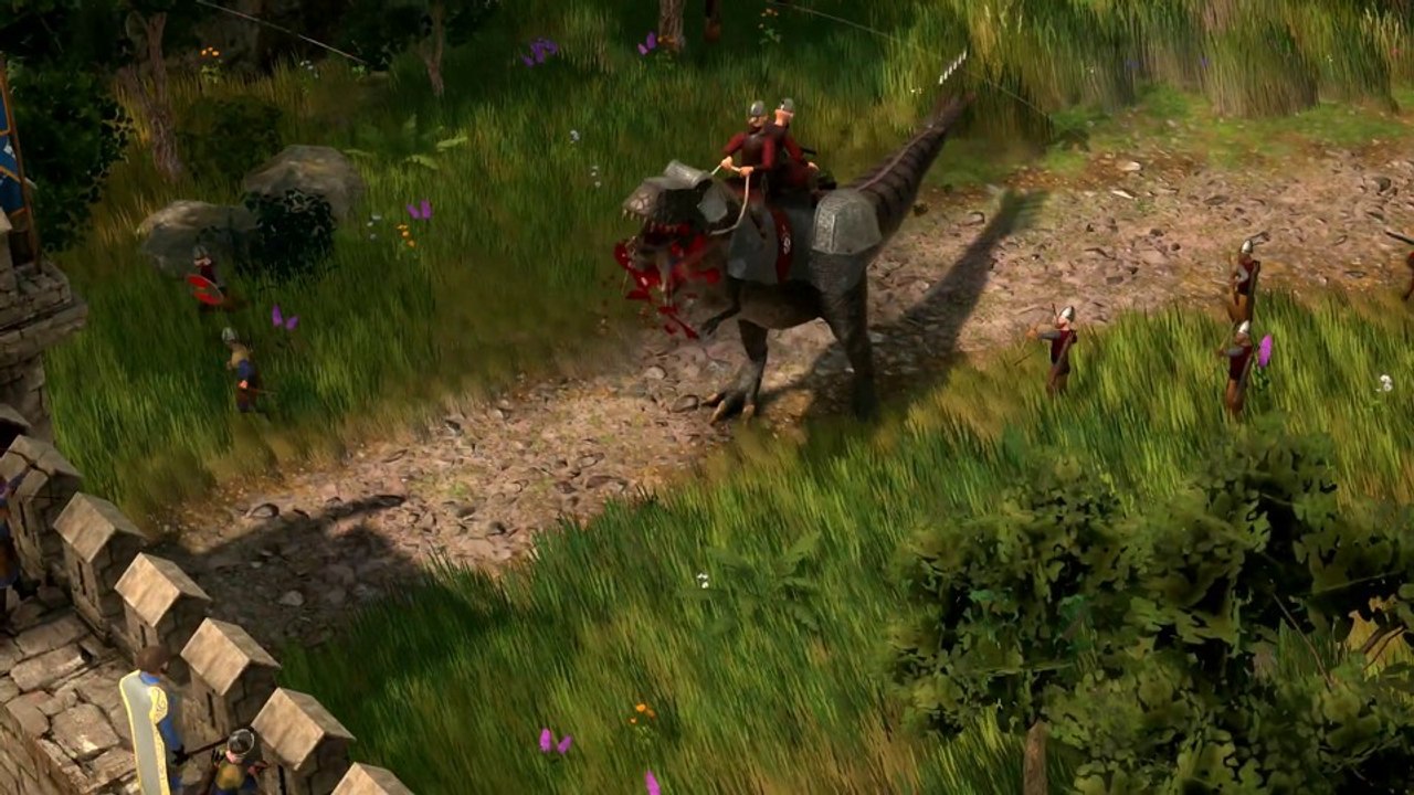 Dieses Mittelalter-Aufbauspiel wirkt im Trailer so idyllisch - bis die Dinos kommen