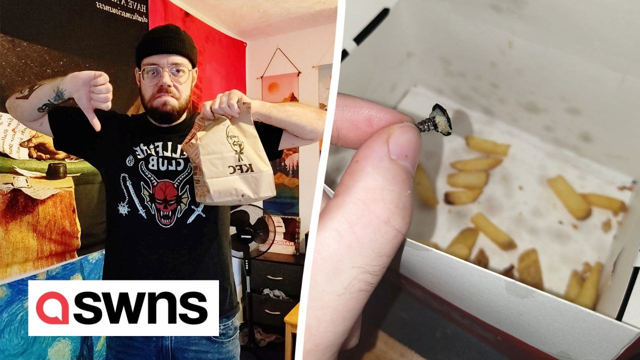"I put a handful of KFC chips in my mouth - and found a metal SCREW"