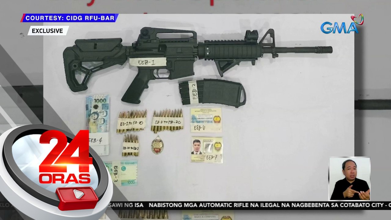 Automatic rifle na may markings ng "AFP Property", nakumpiska; 2 nagbebentang taga-NBI umano, arestado | 24 Oras