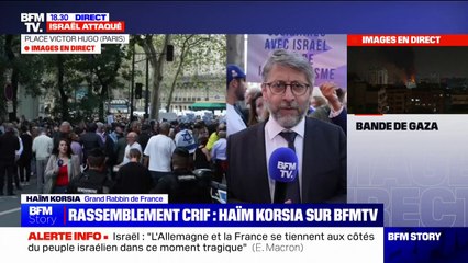 "Les gens qui sont ici manifestent tous pour promouvoir une belle idée de l'humanité":  Le grand Rabbin de France, Haïm Korsia, réagit au rassemblement de soutien à Israël organisé à Paris